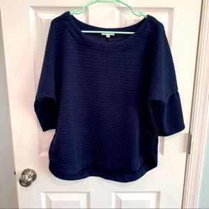 Max Studio‎ deep blue short sleeve textured top